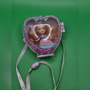 Heart-Shaped Kids Accessory with Doll - Purple and Silver Vintage Barbie